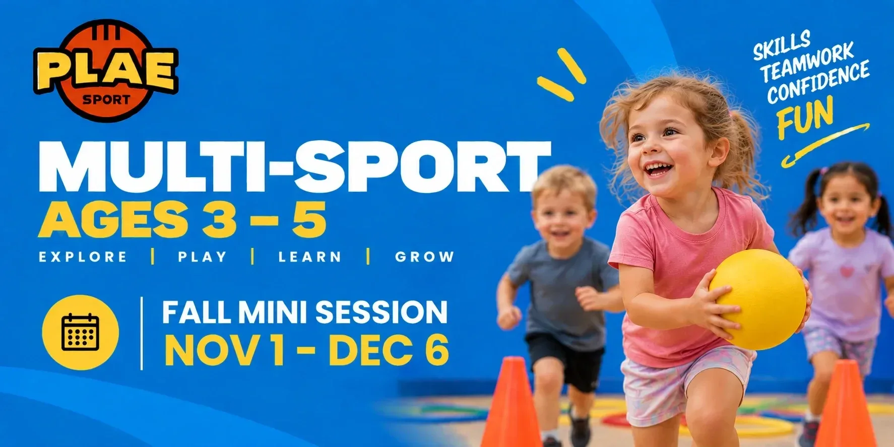 Multi-Sport 3-5 Years: Sunday's 2:00-2:45pm @ Sussex Corner Elementary School